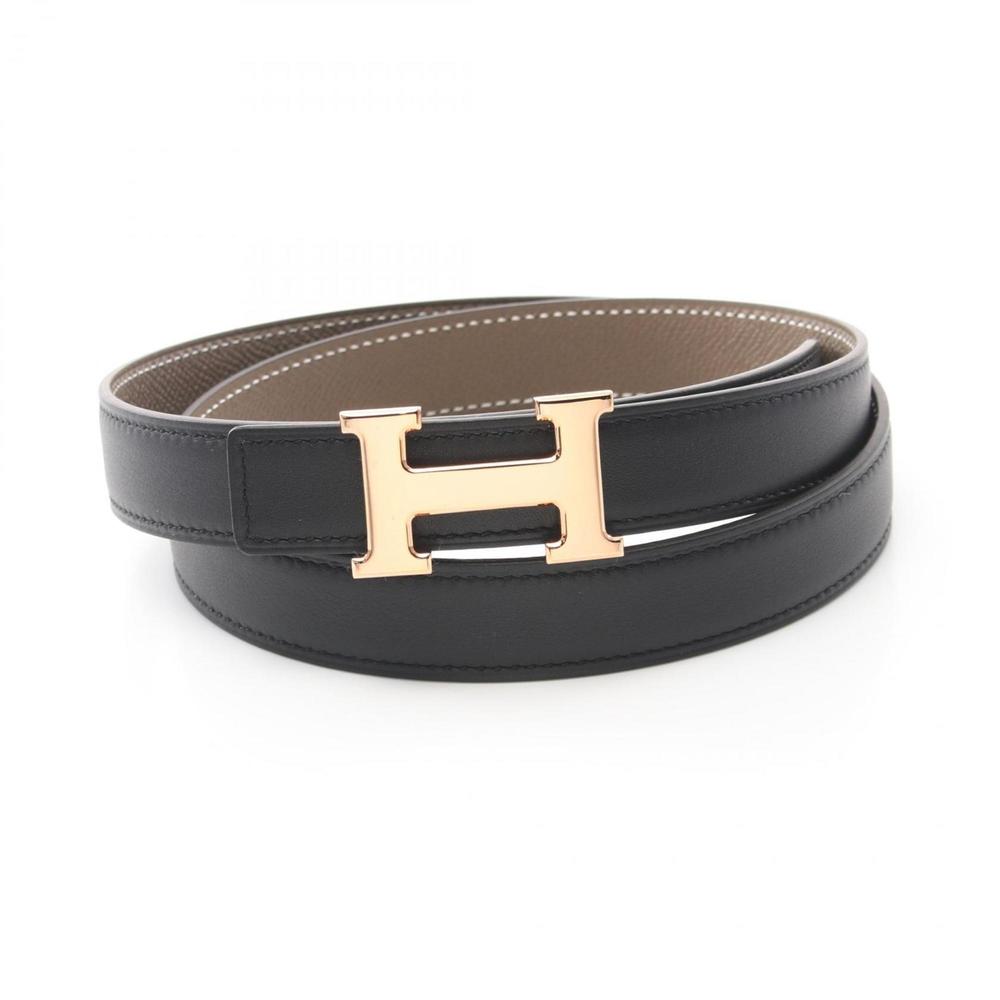 HERMES Black Noir Mini Constance H Belt Swift Epsom Leather 34.44'' 36.41'' - Picture 2 of 6